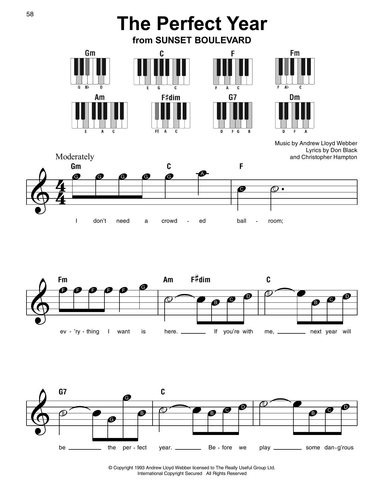Preview Andrew Lloyd Webber The Perfect Year Broadway sheet music, notes and chords for Super Easy Piano, SKU: 253501 sheet music, piano notes, chords, guitar tabs, score, transpose, transcribe, how to play, guide, download, learn, tutorial, progression, song, artist, awards, billboard, mtv, vh1, tour, single, album, release
