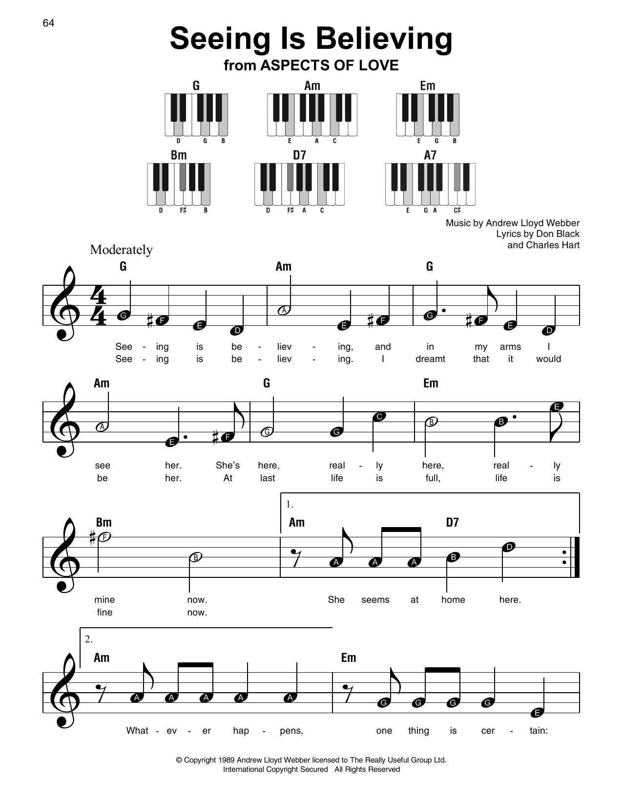 Preview Andrew Lloyd Webber Seeing Is Believing Broadway sheet music, notes and chords for Super Easy Piano, SKU: 253503 sheet music, piano notes, chords, guitar tabs, score, transpose, transcribe, how to play, guide, download, learn, tutorial, progression, song, artist, awards, billboard, mtv, vh1, tour, single, album, release