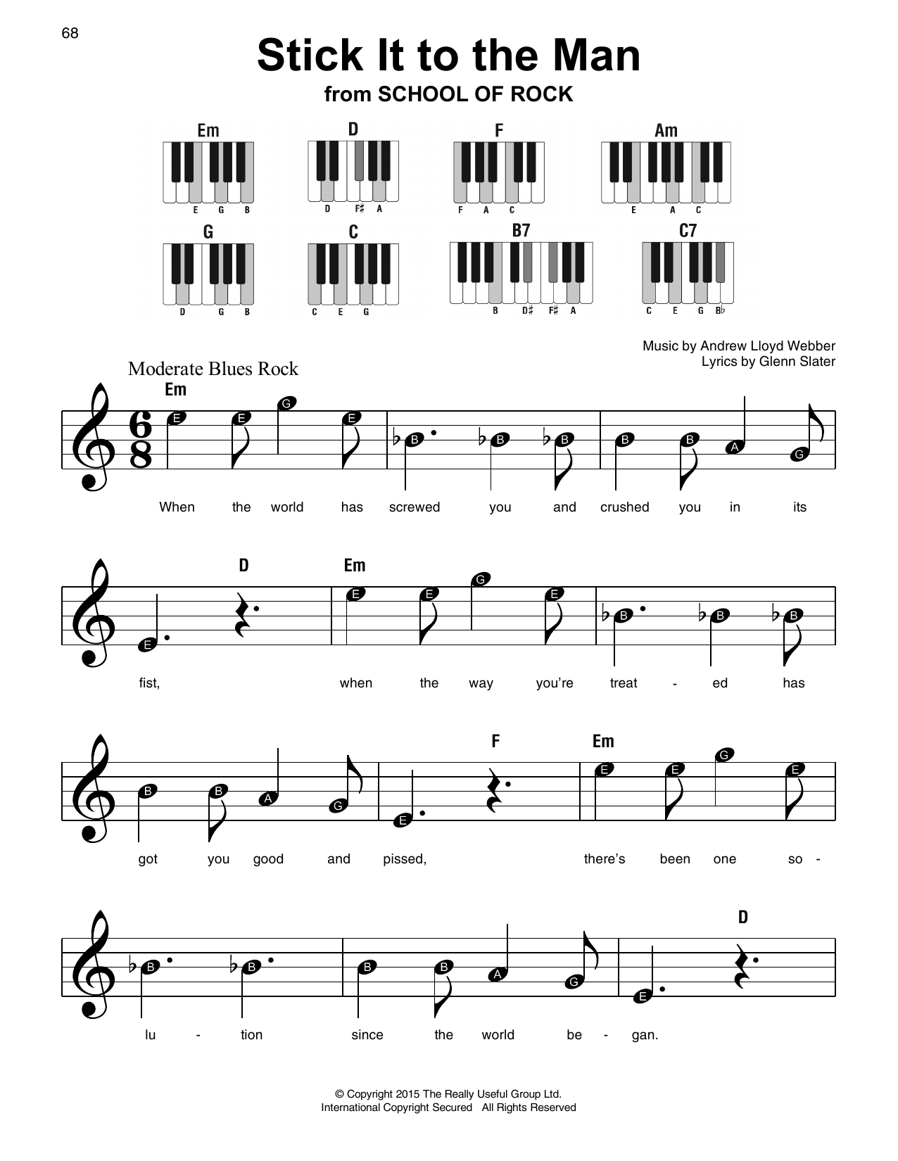 Preview Andrew Lloyd Webber Stick It To The Man Broadway sheet music, notes and chords for Super Easy Piano, SKU: 253506 sheet music, piano notes, chords, guitar tabs, score, transpose, transcribe, how to play, guide, download, learn, tutorial, progression, song, artist, awards, billboard, mtv, vh1, tour, single, album, release