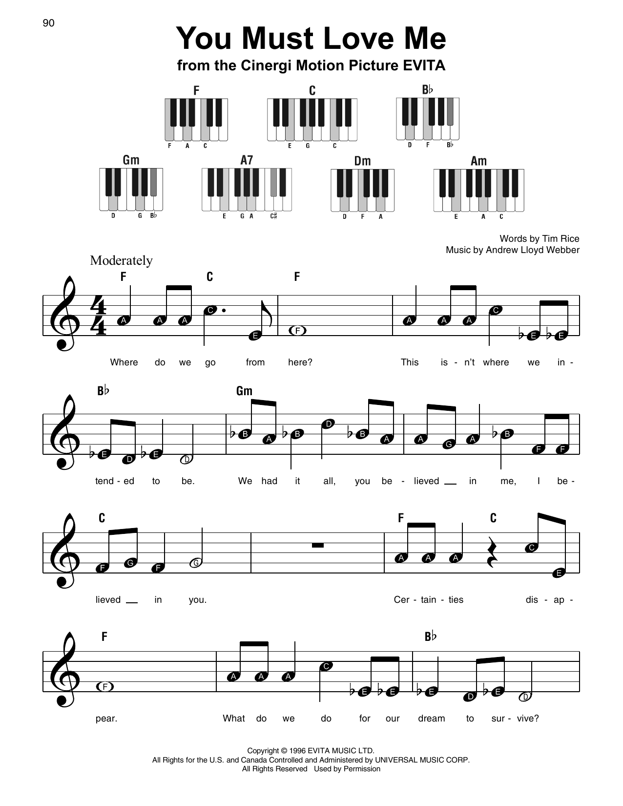 Preview Andrew Lloyd Webber You Must Love Me Broadway sheet music, notes and chords for Super Easy Piano, SKU: 253508 sheet music, piano notes, chords, guitar tabs, score, transpose, transcribe, how to play, guide, download, learn, tutorial, progression, song, artist, awards, billboard, mtv, vh1, tour, single, album, release