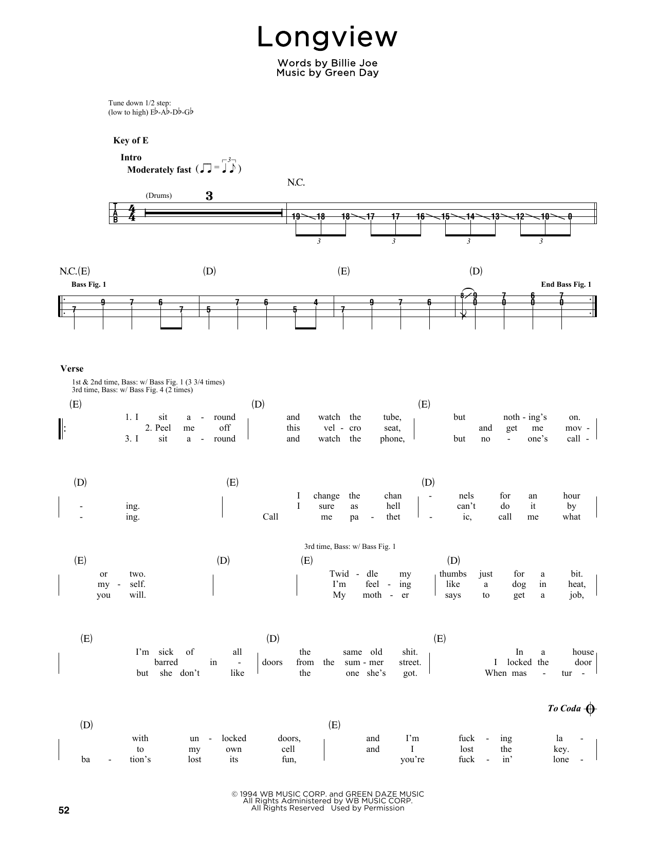 Preview Green Day Longview Punk sheet music, notes and chords for Bass Voice, SKU: 253817 sheet music, piano notes, chords, guitar tabs, score, transpose, transcribe, how to play, guide, download, learn, tutorial, progression, song, artist, awards, billboard, mtv, vh1, tour, single, album, release