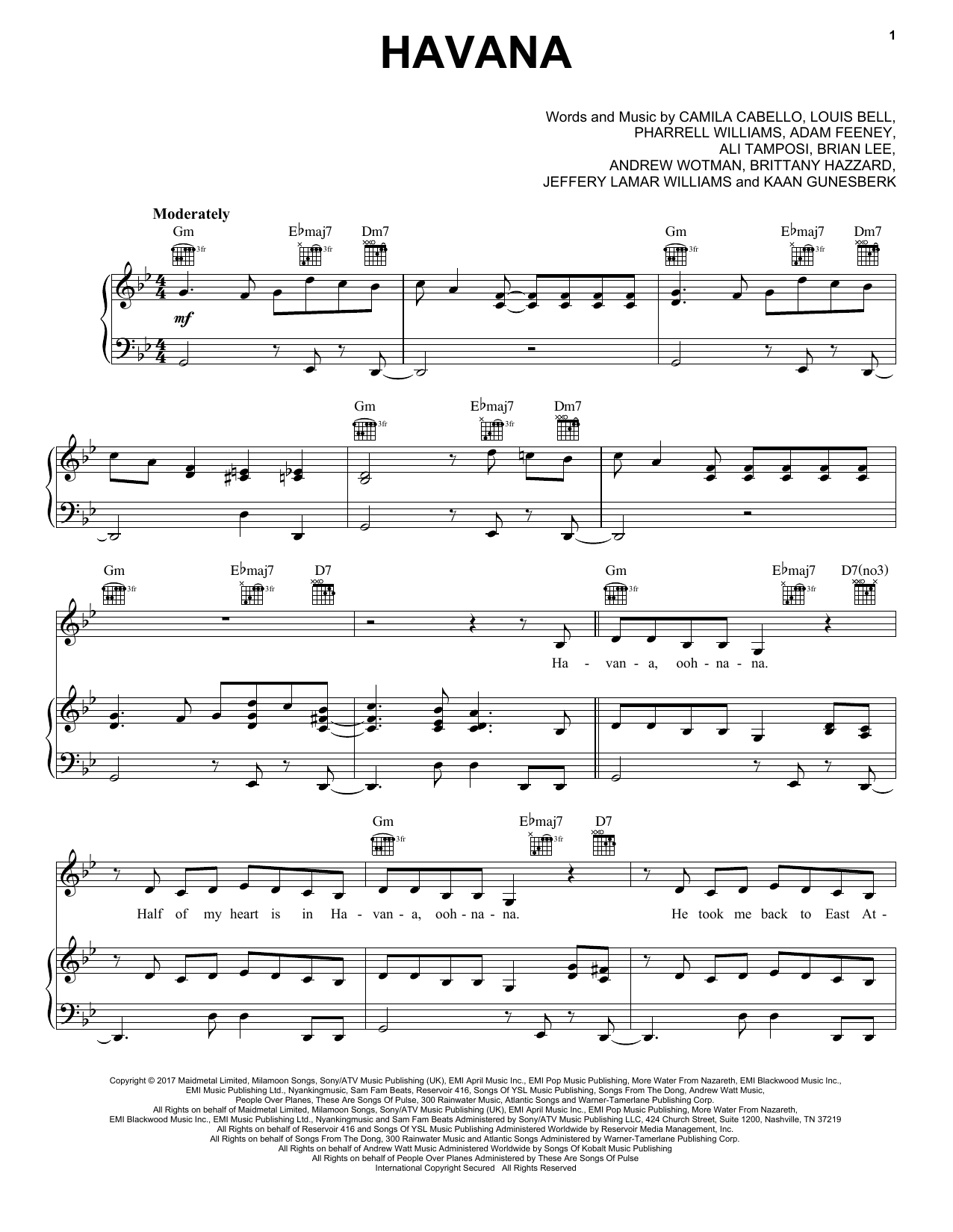 Preview Pentatonix Havana A Cappella sheet music, notes and chords for Piano, Vocal & Guitar (Right-Hand Melody), SKU: 254986 sheet music, piano notes, chords, guitar tabs, score, transpose, transcribe, how to play, guide, download, learn, tutorial, progression, song, artist, awards, billboard, mtv, vh1, tour, single, album, release