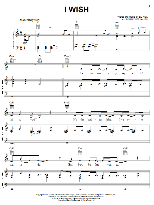 Preview Jo Dee Messina I Wish Country sheet music, notes and chords for Piano, Vocal & Guitar (Right-Hand Melody), SKU: 25631 sheet music, piano notes, chords, guitar tabs, score, transpose, transcribe, how to play, guide, download, learn, tutorial, progression, song, artist, awards, billboard, mtv, vh1, tour, single, album, release
