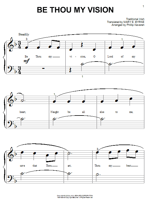 Preview Mary E. Byrne Be Thou My Vision World sheet music, notes and chords for Piano (Big Notes), SKU: 25666 sheet music, piano notes, chords, guitar tabs, score, transpose, transcribe, how to play, guide, download, learn, tutorial, progression, song, artist, awards, billboard, mtv, vh1, tour, single, album, release