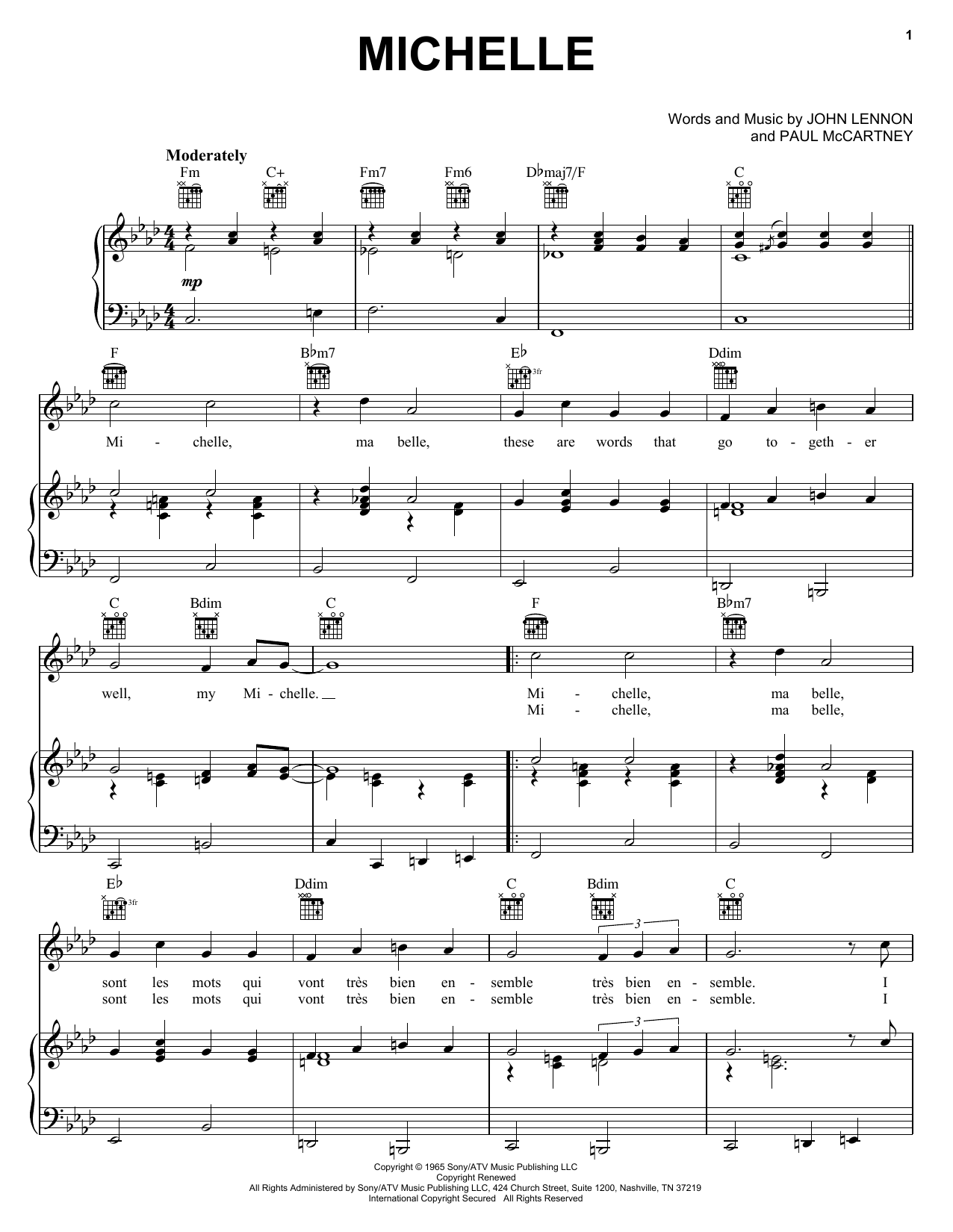 Preview The Beatles Michelle Pop sheet music, notes and chords for Piano, Vocal & Guitar (Right-Hand Melody), SKU: 25860 sheet music, piano notes, chords, guitar tabs, score, transpose, transcribe, how to play, guide, download, learn, tutorial, progression, song, artist, awards, billboard, mtv, vh1, tour, single, album, release
