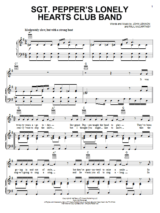 Preview The Beatles Sgt. Pepper's Lonely Hearts Club Band Rock sheet music, notes and chords for Piano, Vocal & Guitar (Right-Hand Melody), SKU: 25865 sheet music, piano notes, chords, guitar tabs, score, transpose, transcribe, how to play, guide, download, learn, tutorial, progression, song, artist, awards, billboard, mtv, vh1, tour, single, album, release
