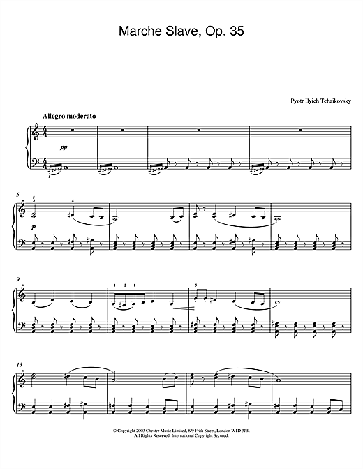 Preview Pyotr Il'yich Tchaikovsky Marche Slave, Op. 35 Classical sheet music, notes and chords for Piano, SKU: 26047 Marche Slave, Op. 35 sheet music