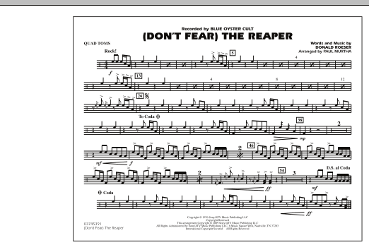 Preview Paul Murtha (Don't Fear) The Reaper - Quad Toms Rock sheet music, notes and chords for Marching Band, SKU: 276999 sheet music, piano notes, chords, guitar tabs, score, transpose, transcribe, how to play, guide, download, learn, tutorial, progression, song, artist, awards, billboard, mtv, vh1, tour, single, album, release