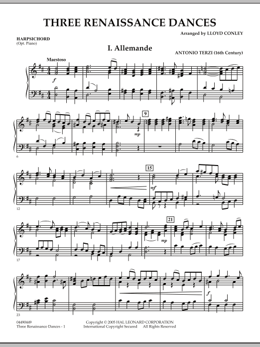 Preview Lloyd Conley Three Renaissance Dances - Harpsichord Renaissance sheet music, notes and chords for Orchestra, SKU: 287356 sheet music, piano notes, chords, guitar tabs, score, transpose, transcribe, how to play, guide, download, learn, tutorial, progression, song, artist, awards, billboard, mtv, vh1, tour, single, album, release