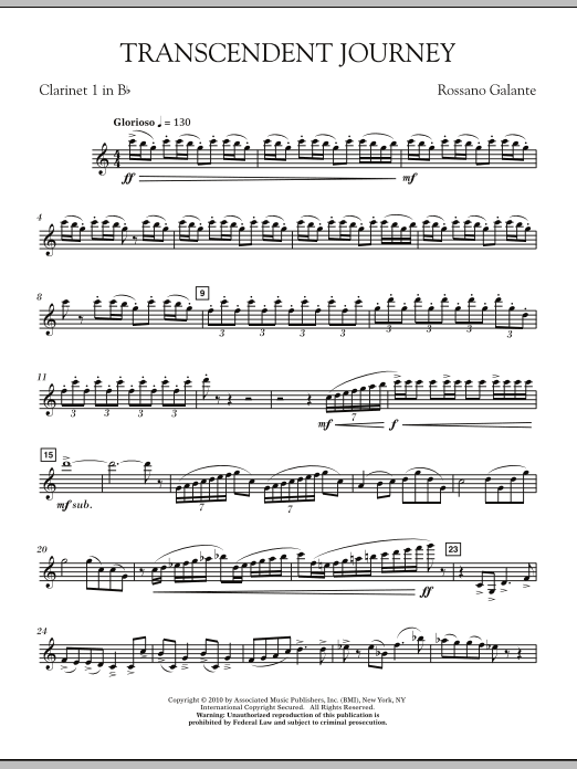 Preview Rossano Galante Transcendent Journey - Bb Clarinet 1 Classical sheet music, notes and chords for Concert Band, SKU: 293324 sheet music, piano notes, chords, guitar tabs, score, transpose, transcribe, how to play, guide, download, learn, tutorial, progression, song, artist, awards, billboard, mtv, vh1, tour, single, album, release