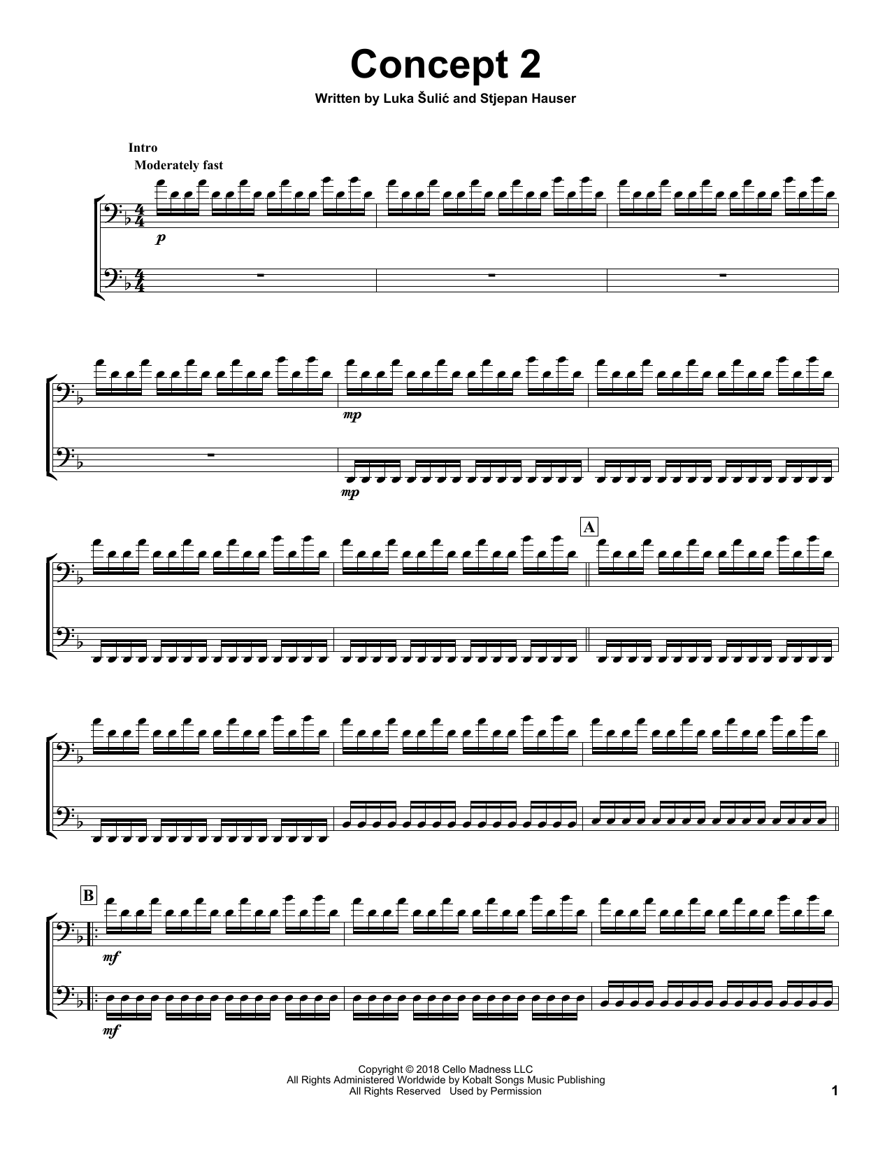 2Cellos Concept2 Sheet Music Notes & Chords for Cello Duet - Download or Print PDF