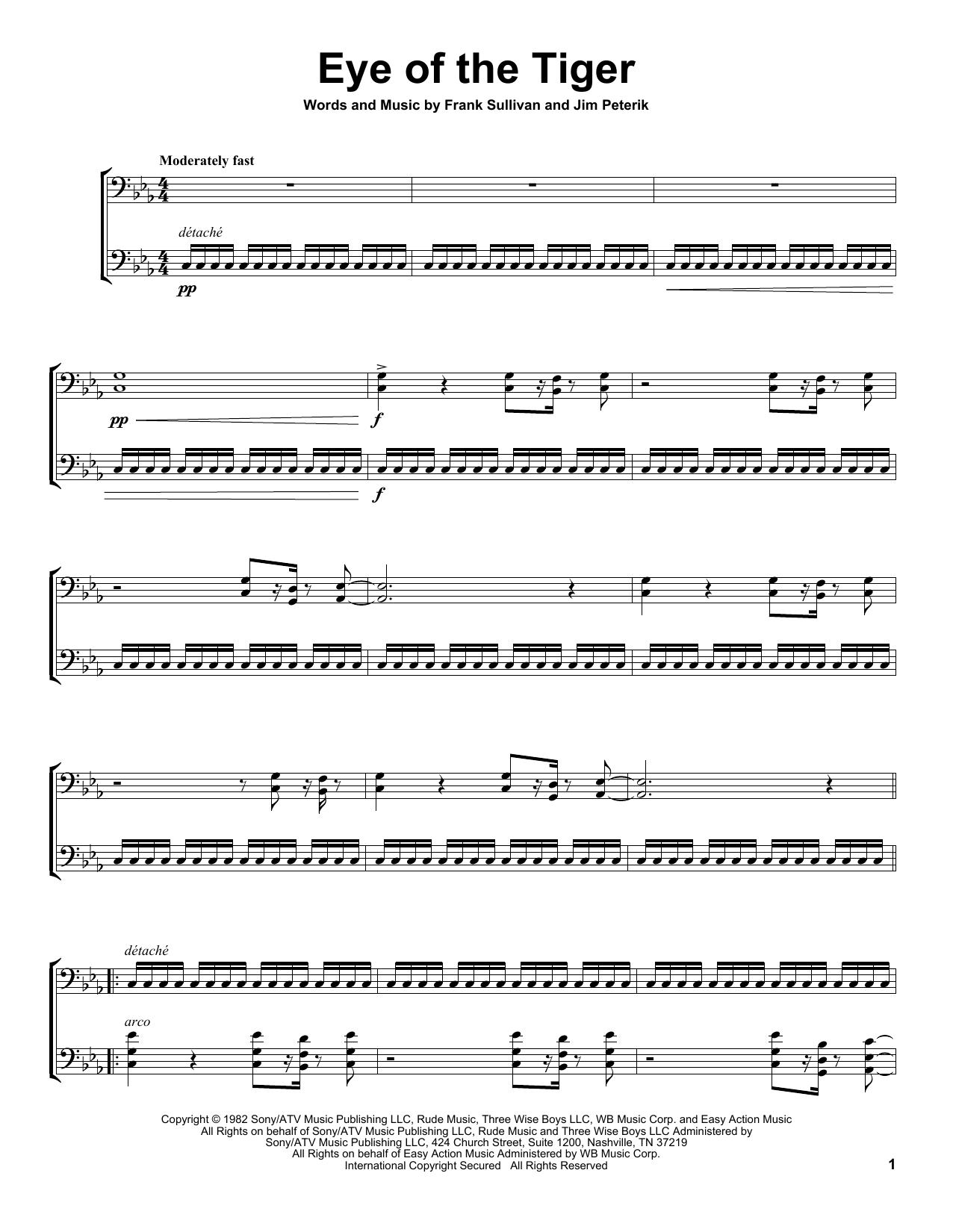2Cellos Eye Of The Tiger Sheet Music Notes & Chords for Cello Duet - Download or Print PDF