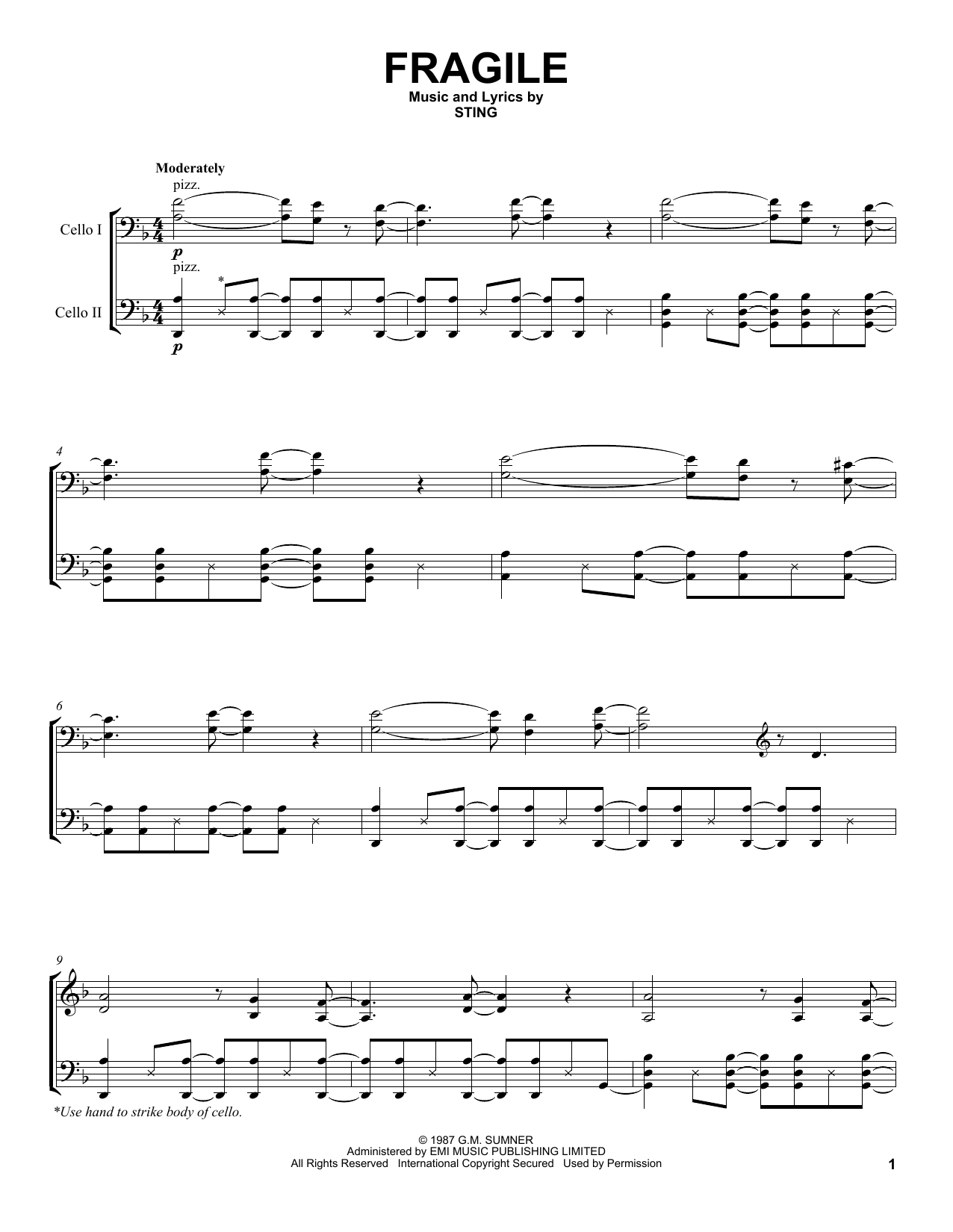 2Cellos Fragile Sheet Music Notes & Chords for Cello Duet - Download or Print PDF
