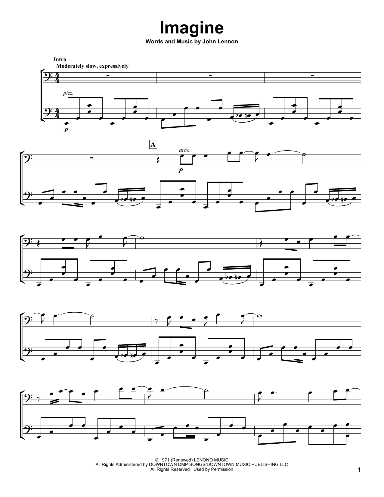 2Cellos Imagine Sheet Music Notes & Chords for Cello Duet - Download or Print PDF