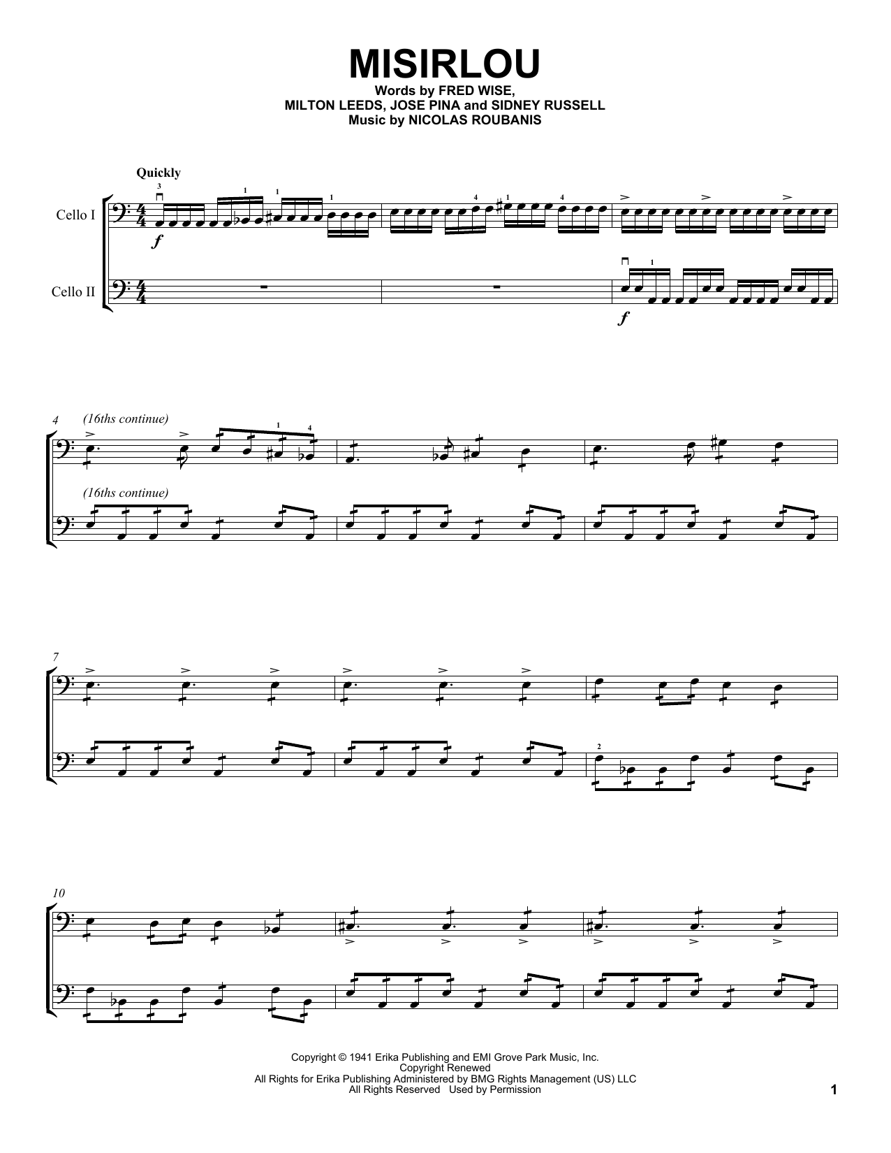 2Cellos Misirlou Sheet Music Notes & Chords for Cello Duet - Download or Print PDF