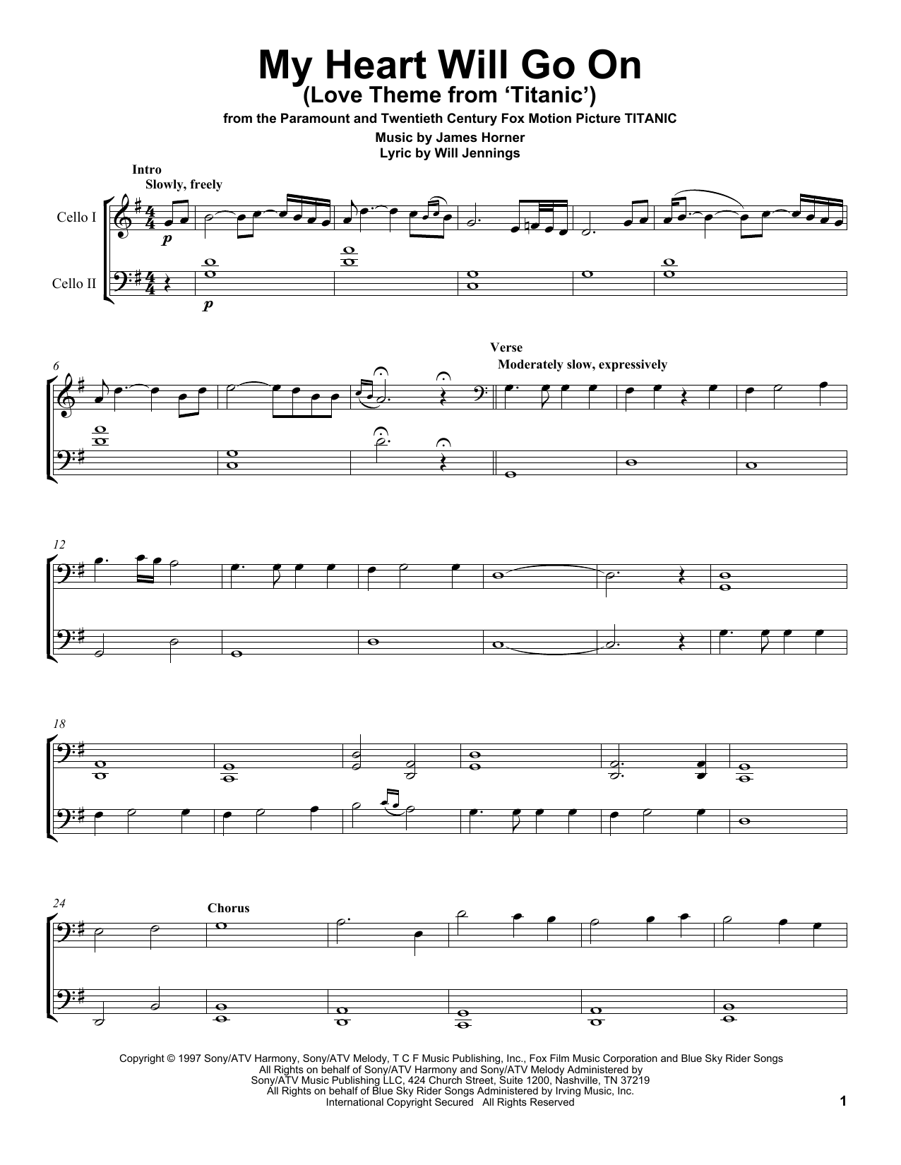 2Cellos My Heart Will Go On (Love Theme from Titanic) Sheet Music Notes & Chords for Cello Duet - Download or Print PDF