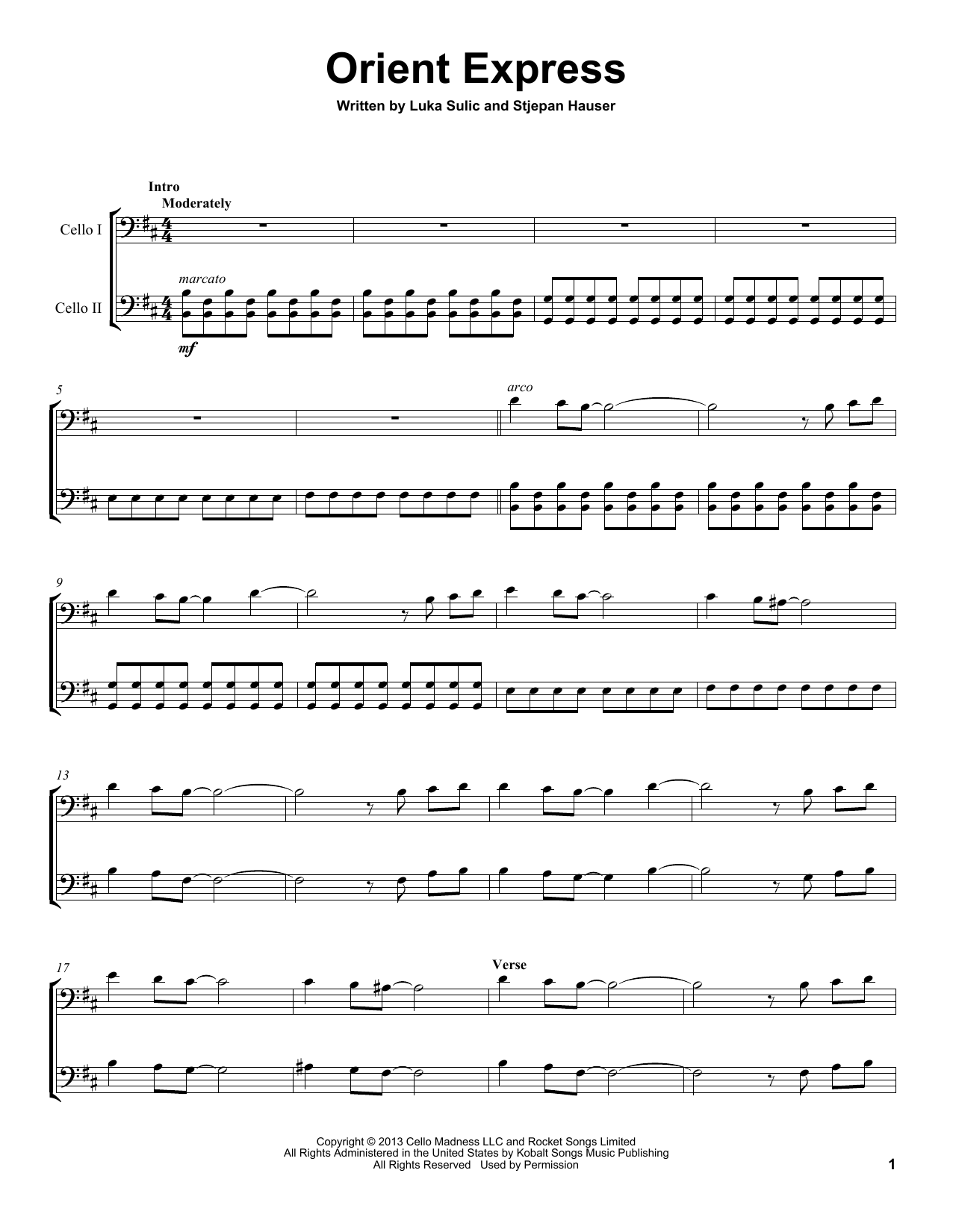 2Cellos Orient Express Sheet Music Notes & Chords for Cello Duet - Download or Print PDF