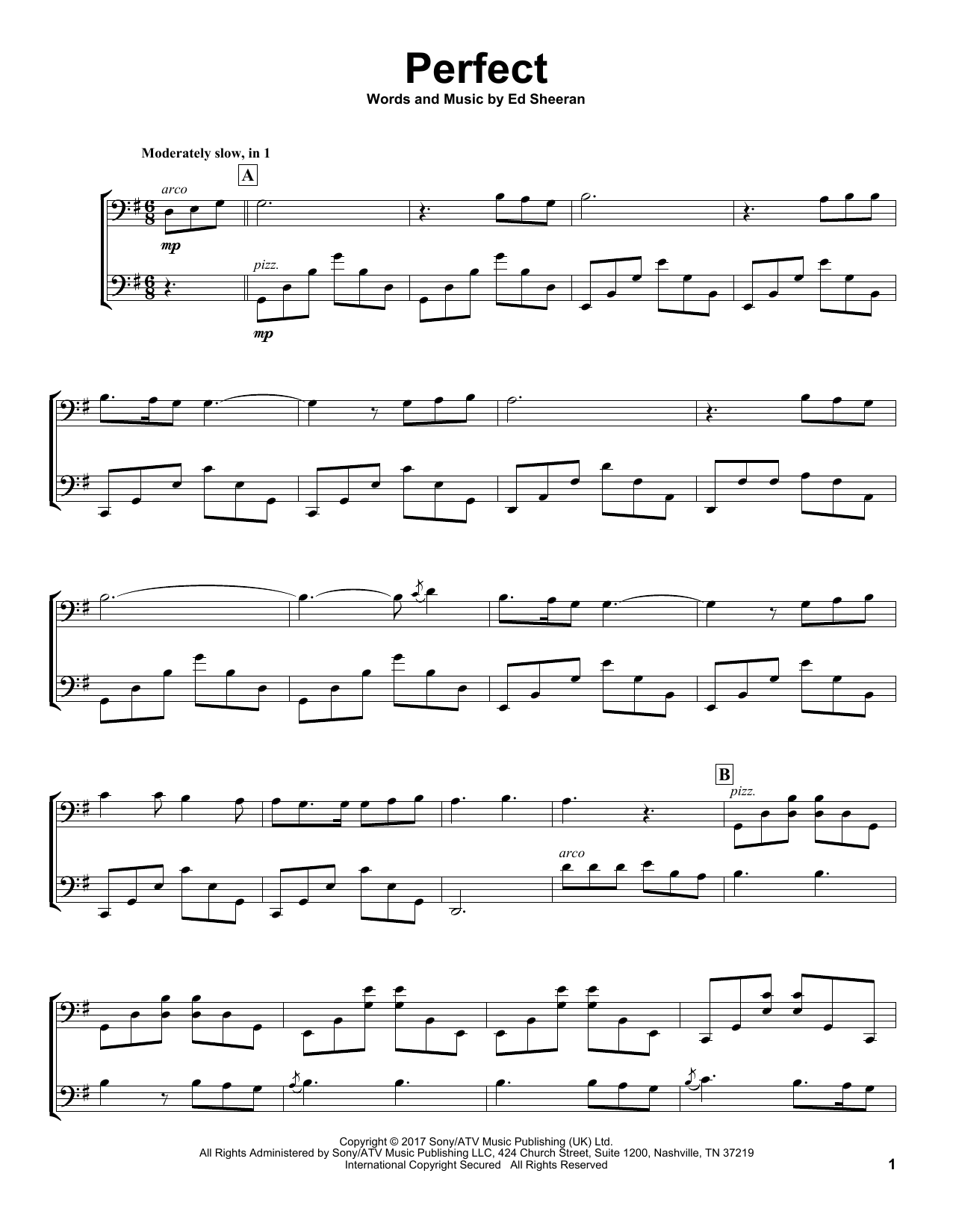 2Cellos Perfect Sheet Music Notes & Chords for Cello Duet - Download or Print PDF