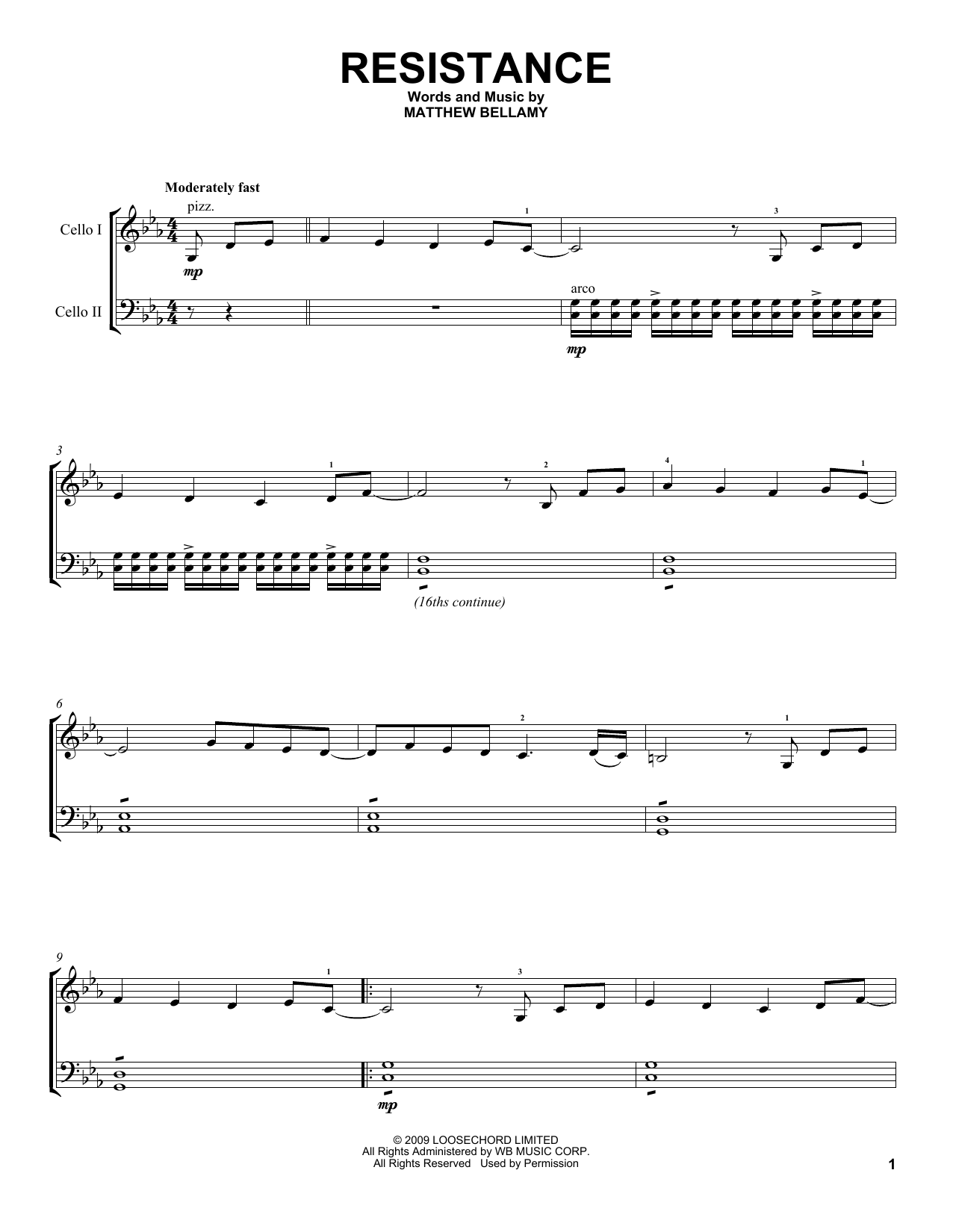 2Cellos Resistance Sheet Music Notes & Chords for Cello Duet - Download or Print PDF