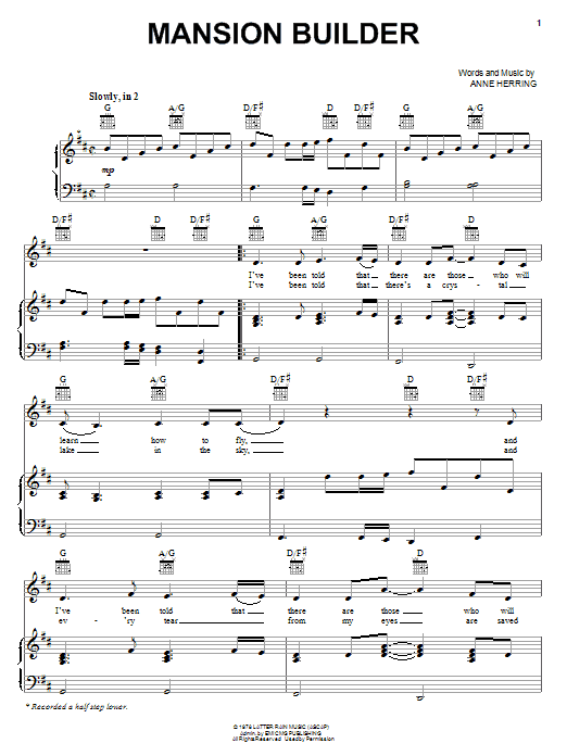 2nd Chapter Of Acts Mansion Builder Sheet Music Notes & Chords for Piano, Vocal & Guitar (Right-Hand Melody) - Download or Print PDF
