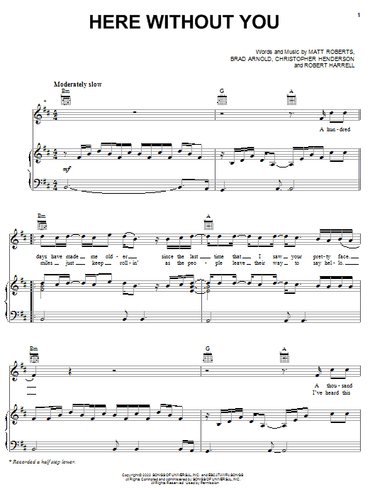 3 Doors Down Here Without You Sheet Music Notes & Chords for Trombone - Download or Print PDF