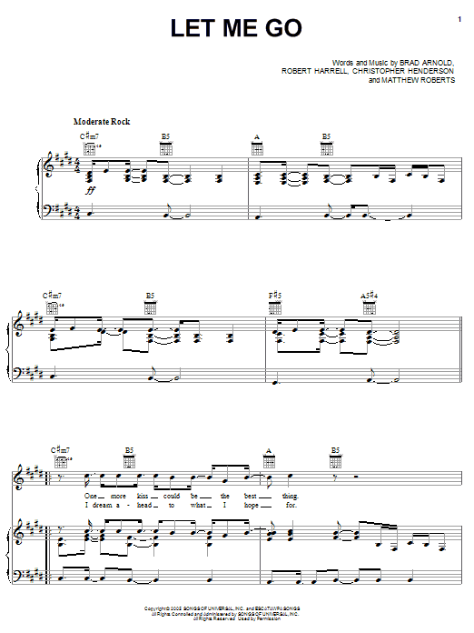 3 Doors Down Let Me Go Sheet Music Notes & Chords for Guitar Tab - Download or Print PDF