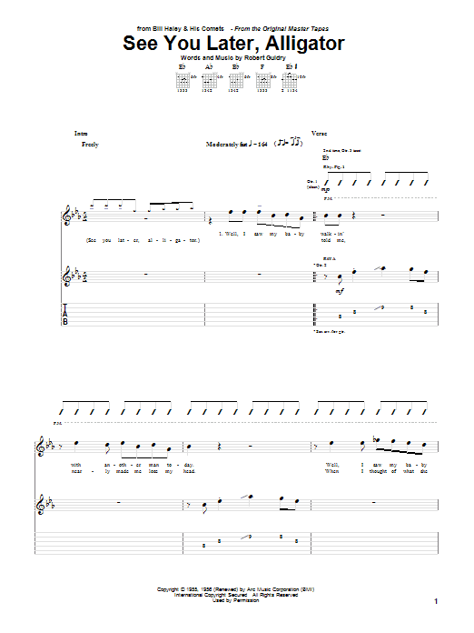 Bill Haley His Comets See You Later Alligator Sheet Music Download Pdf Score