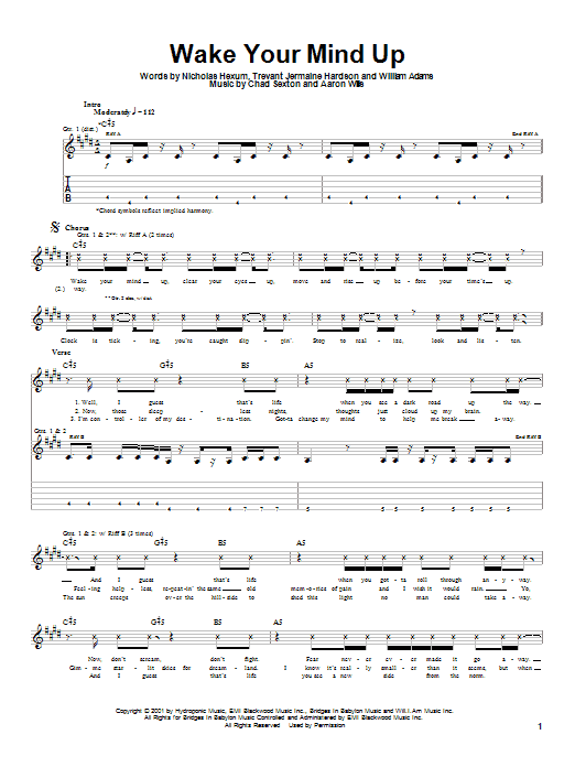 311 Wake Your Mind Up Sheet Music Notes & Chords for Guitar Tab - Download or Print PDF