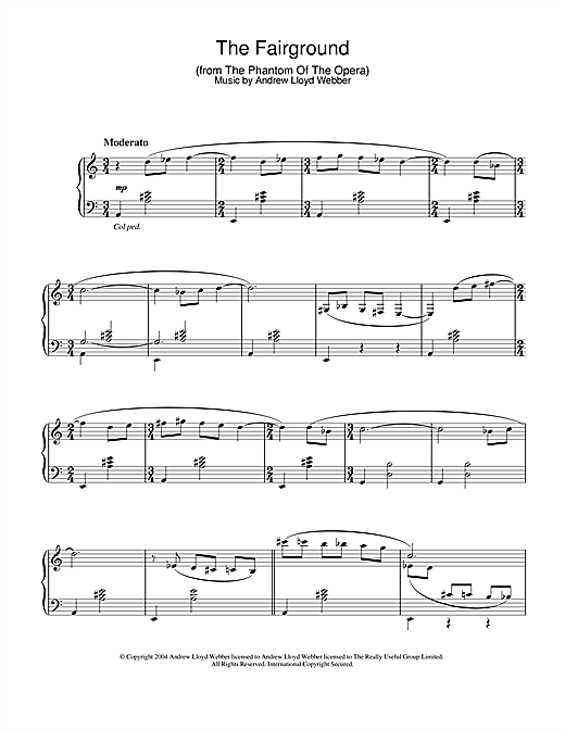 Preview Andrew Lloyd Webber The Fairground (from The Phantom Of The Opera) Pop sheet music, notes and chords for Piano, SKU: 32055 sheet music, piano notes, chords, guitar tabs, score, transpose, transcribe, how to play, guide, download, learn, tutorial, progression, song, artist, awards, billboard, mtv, vh1, tour, single, album, release