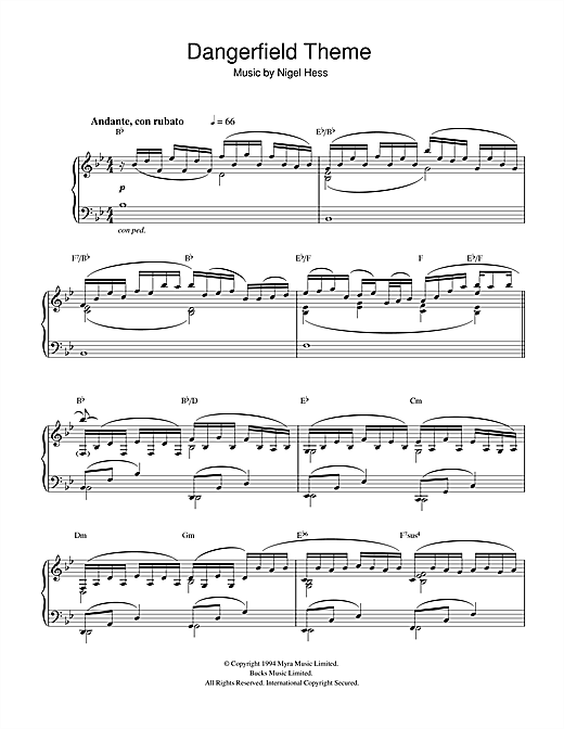 Preview Nigel Hess Dangerfield Theme Film and TV sheet music, notes and chords for Piano, SKU: 32344 sheet music, piano notes, chords, guitar tabs, score, transpose, transcribe, how to play, guide, download, learn, tutorial, progression, song, artist, awards, billboard, mtv, vh1, tour, single, album, release