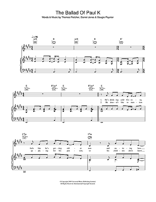 Mcfly The Ballad Of Paul K Sheet Music Download Pdf Score 33004