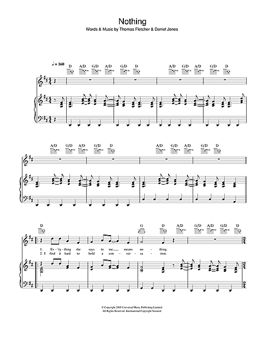 Preview McFly Nothing Pop sheet music, notes and chords for Piano, Vocal & Guitar (Right-Hand Melody), SKU: 33010 Nothing sheet music