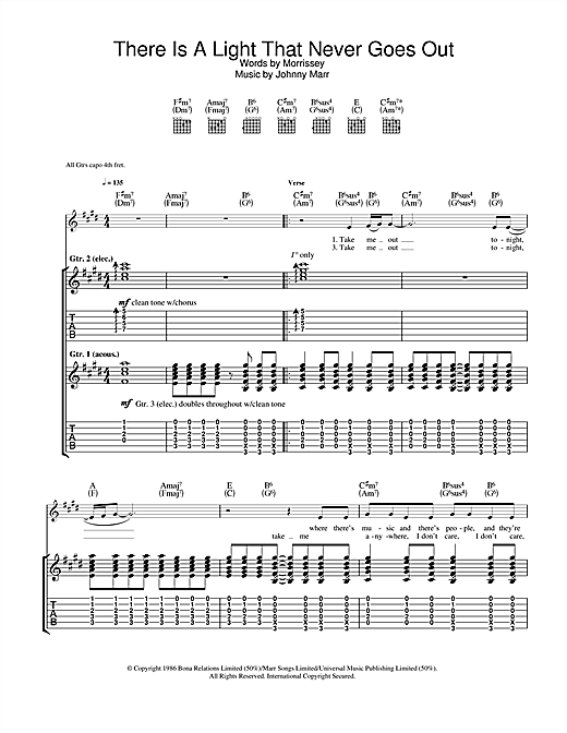The Smiths There Is A Light That Never Goes Out Sheet Music Download Pdf Score 33093