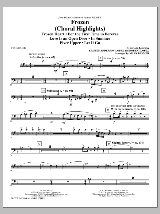 Robert Lopez Frozen Choral Highlights Arr Mark Brymer