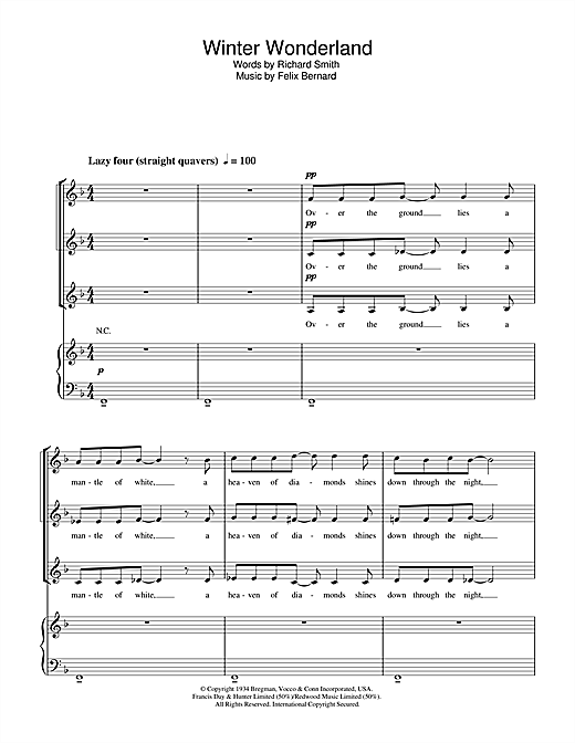 Felix Bernard Winter Wonderland Sheet Music Notes Chords