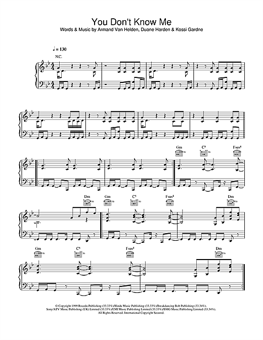 Armand Van Helden You Don T Know Me Sheet Music Download Pdf Score 33578
