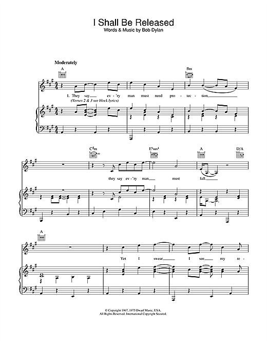 Bob Dylan I Shall Be Released Sheet Music Download Pdf Score 33843