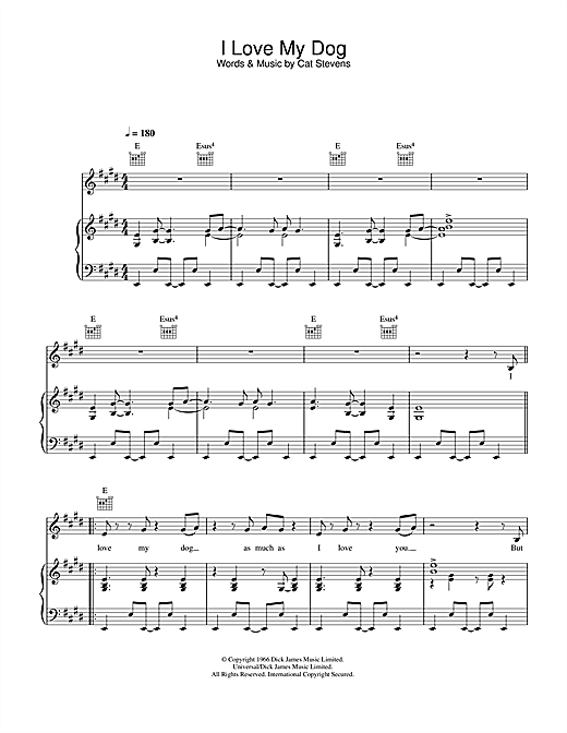 Cat Stevens I Love My Dog Sheet Music Notes Chords Download Pop
