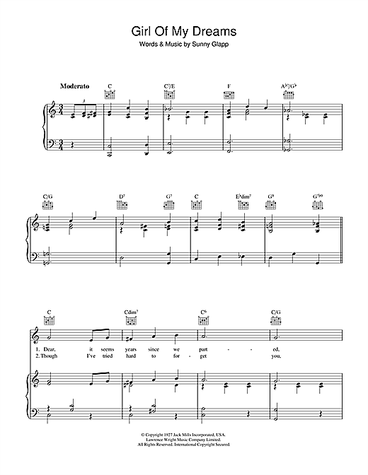 Sunny Clapp Girl Of My Dreams Sheet Music Download Pdf Score