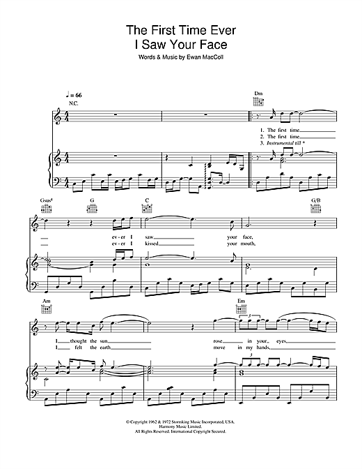 View The First Time Ever I Saw Your Face Sheet Music Background