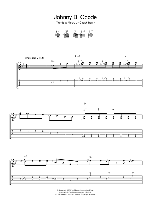 Johnny B Goode Tab