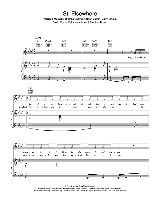 Preview Gnarls Barkley St. Elsewhere Pop sheet music, notes and chords for Piano, Vocal & Guitar, SKU: 37108 St. Elsewhere sheet music