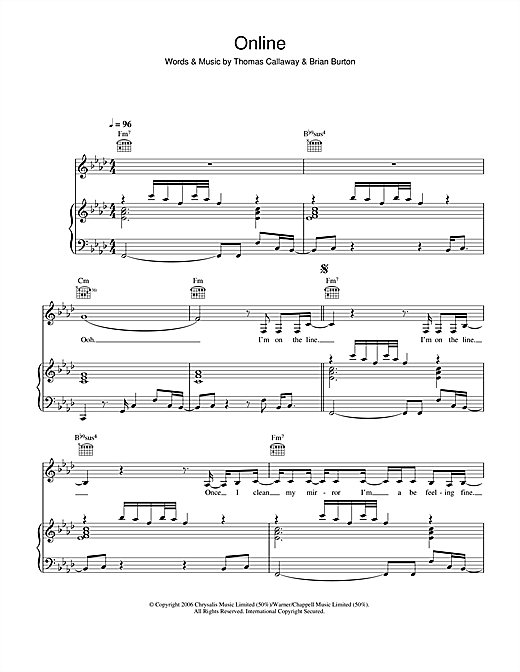 Preview Gnarls Barkley Online Pop sheet music, notes and chords for Piano, Vocal & Guitar, SKU: 37112 Online sheet music