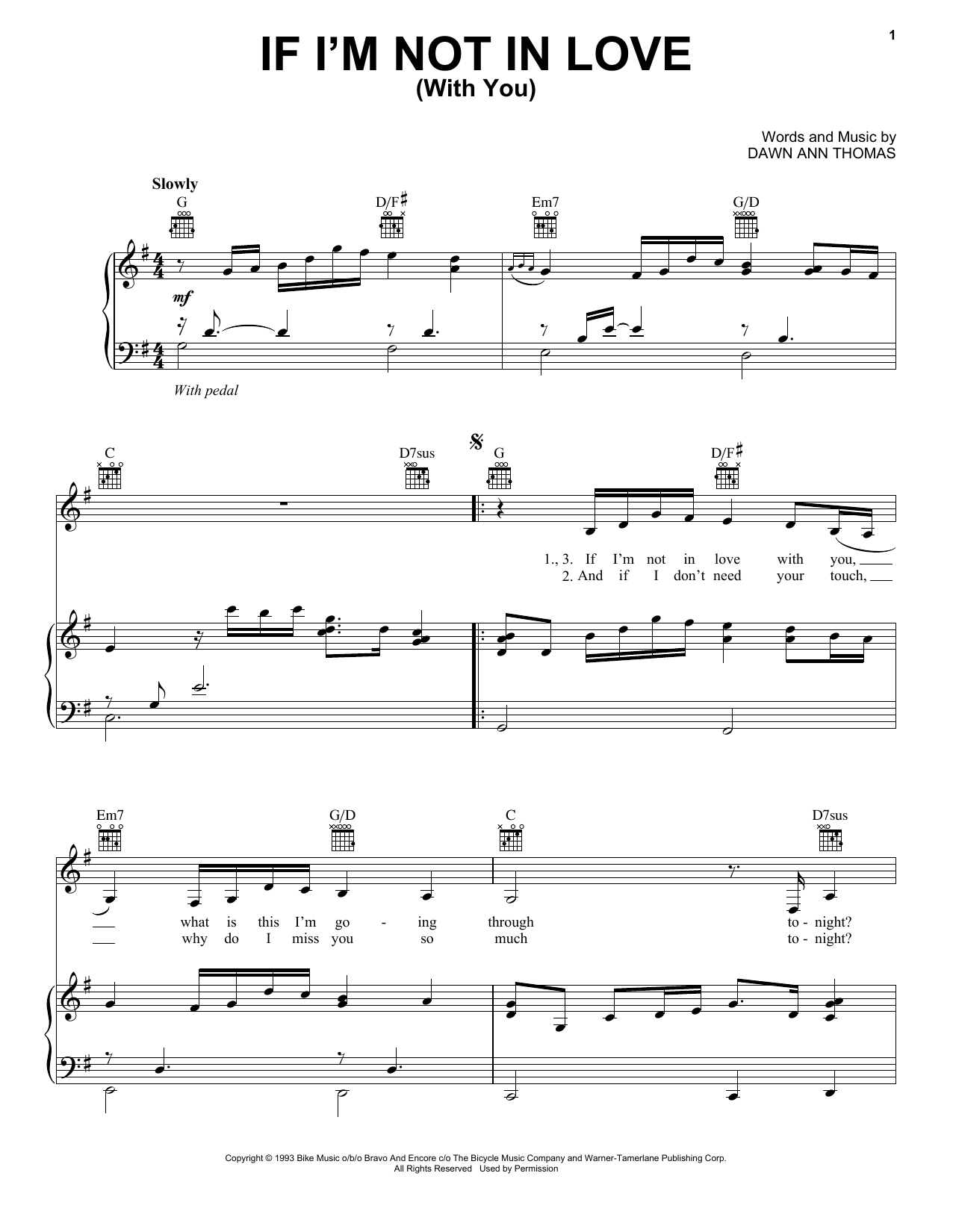 Preview Faith Hill If I'm Not In Love (With You) Pop sheet music, notes and chords for Piano, Vocal & Guitar (Right-Hand Melody), SKU: 372909 sheet music, piano notes, chords, guitar tabs, score, transpose, transcribe, how to play, guide, download, learn, tutorial, progression, song, artist, awards, billboard, mtv, vh1, tour, single, album, release
