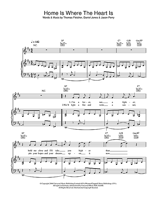 Preview McFly Home Is Where The Heart Is Pop sheet music, notes and chords for Piano, Vocal & Guitar, SKU: 37437 Home Is Where The Heart Is sheet music