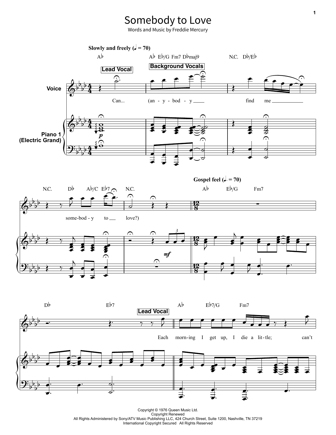 Queen Somebody To Love Chords Sheet Music Notes Download Pop