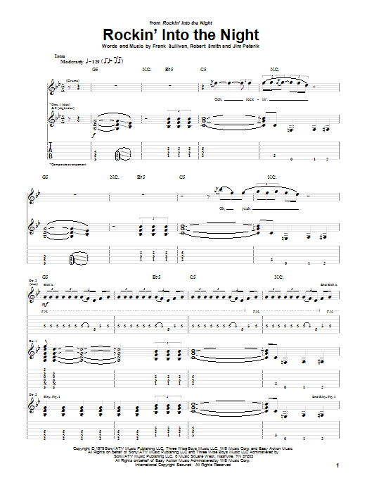 38 Special Rockin' Into The Night Sheet Music Notes & Chords for Easy Guitar Tab - Download or Print PDF