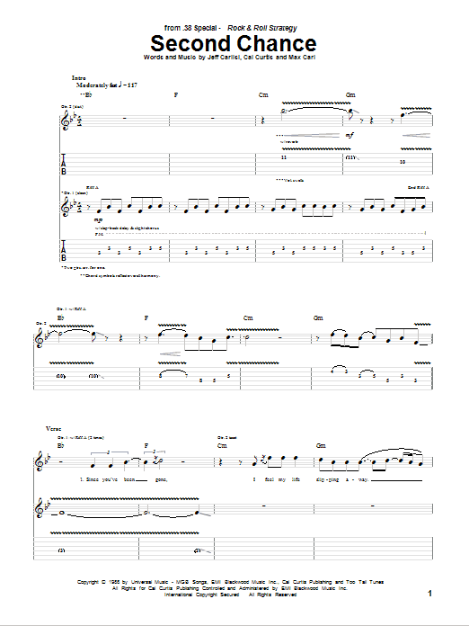 38 Special Second Chance Sheet Music Notes & Chords for Guitar Tab - Download or Print PDF