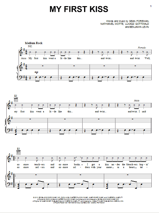 3OH!3 featuring Ke$ha My First Kiss Sheet Music Notes & Chords for Piano, Vocal & Guitar (Right-Hand Melody) - Download or Print PDF
