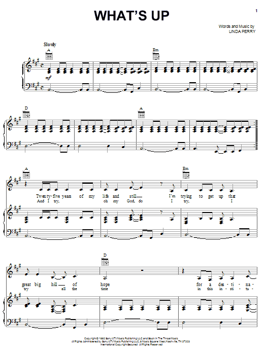 4 Non Blondes What's Up Sheet Music Notes & Chords for Melody Line, Lyrics & Chords - Download or Print PDF